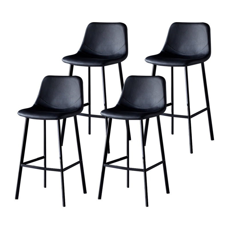Industrial Leather Metal Counter Stools Low Back Bar Stools with Bucket Seat Black Black 4 Piece Set Clearhalo 'Bar Furniture' 'Bar Stools' 'bar_stools' 'furn' 'furn_bar_stools' 'furniture_bar_stools' 'Kitchen & Dining Furniture' 'kitchen&dining_furn' 'kitchen' 'kitchen_furn' Furniture' 4503684