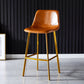 Industrial Leather Metal Counter Stools Low Back Bar Stools with Bucket Seat Brown Gold 1 Piece Clearhalo 'Bar Furniture' 'Bar Stools' 'bar_stools' 'furn' 'furn_bar_stools' 'furniture_bar_stools' 'Kitchen & Dining Furniture' 'kitchen&dining_furn' 'kitchen' 'kitchen_furn' Furniture' 4503685