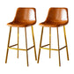 Industrial Leather Metal Counter Stools Low Back Bar Stools with Bucket Seat Brown Gold 2 Piece Set Clearhalo 'Bar Furniture' 'Bar Stools' 'bar_stools' 'furn' 'furn_bar_stools' 'furniture_bar_stools' 'Kitchen & Dining Furniture' 'kitchen&dining_furn' 'kitchen' 'kitchen_furn' Furniture' 4503686