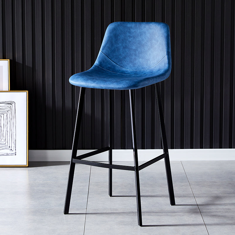 Industrial Leather Metal Counter Stools Low Back Bar Stools with Bucket Seat Blue Black 1 Piece Clearhalo 'Bar Furniture' 'Bar Stools' 'bar_stools' 'furn' 'furn_bar_stools' 'furniture_bar_stools' 'Kitchen & Dining Furniture' 'kitchen&dining_furn' 'kitchen' 'kitchen_furn' Furniture' 4503688