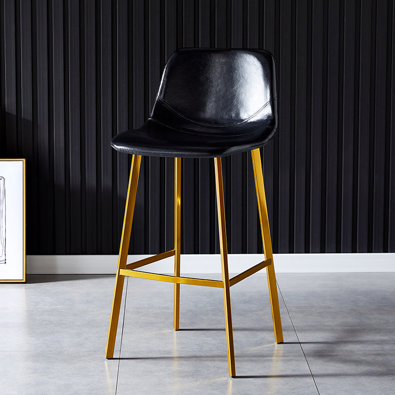 Industrial Leather Metal Counter Stools Low Back Bar Stools with Bucket Seat Gloss Black Gold 1 Piece Clearhalo 'Bar Furniture' 'Bar Stools' 'bar_stools' 'furn' 'furn_bar_stools' 'furniture_bar_stools' 'Kitchen & Dining Furniture' 'kitchen&dining_furn' 'kitchen' 'kitchen_furn' Furniture' 4503691