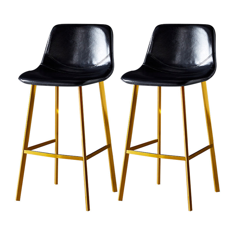 Industrial Leather Metal Counter Stools Low Back Bar Stools with Bucket Seat Gloss Black Gold 2 Piece Set Clearhalo 'Bar Furniture' 'Bar Stools' 'bar_stools' 'furn' 'furn_bar_stools' 'furniture_bar_stools' 'Kitchen & Dining Furniture' 'kitchen&dining_furn' 'kitchen' 'kitchen_furn' Furniture' 4503692