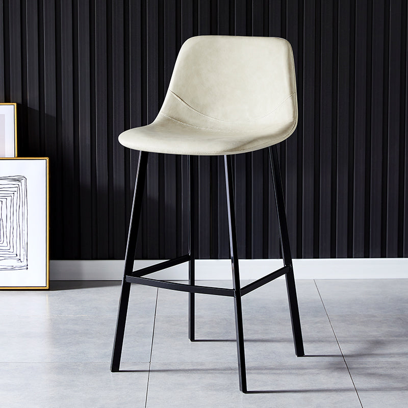 Industrial Leather Metal Counter Stools Low Back Bar Stools with Bucket Seat Off-White Black 1 Piece Clearhalo 'Bar Furniture' 'Bar Stools' 'bar_stools' 'furn' 'furn_bar_stools' 'furniture_bar_stools' 'Kitchen & Dining Furniture' 'kitchen&dining_furn' 'kitchen' 'kitchen_furn' Furniture' 4503694