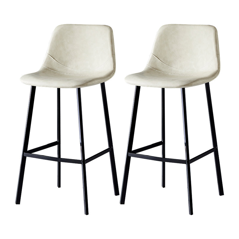 Industrial Leather Metal Counter Stools Low Back Bar Stools with Bucket Seat Off-White Black 2 Piece Set Clearhalo 'Bar Furniture' 'Bar Stools' 'bar_stools' 'furn' 'furn_bar_stools' 'furniture_bar_stools' 'Kitchen & Dining Furniture' 'kitchen&dining_furn' 'kitchen' 'kitchen_furn' Furniture' 4503695