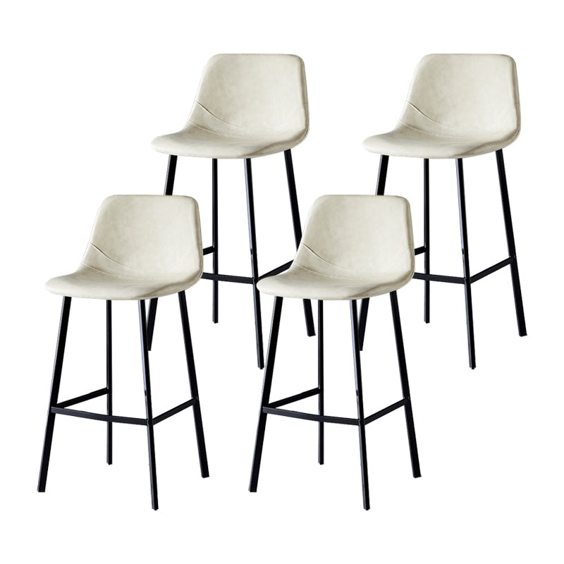 Industrial Leather Metal Counter Stools Low Back Bar Stools with Bucket Seat Off-White Black 4 Piece Set Clearhalo 'Bar Furniture' 'Bar Stools' 'bar_stools' 'furn' 'furn_bar_stools' 'furniture_bar_stools' 'Kitchen & Dining Furniture' 'kitchen&dining_furn' 'kitchen' 'kitchen_furn' Furniture' 4503696