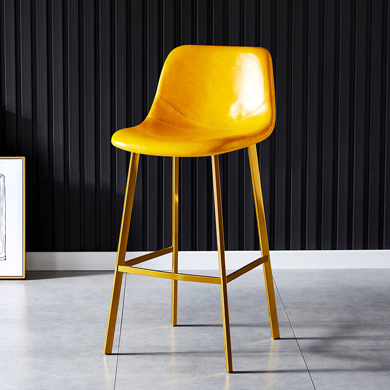 Industrial Leather Metal Counter Stools Low Back Bar Stools with Bucket Seat Yellow Gold 1 Piece Clearhalo 'Bar Furniture' 'Bar Stools' 'bar_stools' 'furn' 'furn_bar_stools' 'furniture_bar_stools' 'Kitchen & Dining Furniture' 'kitchen&dining_furn' 'kitchen' 'kitchen_furn' Furniture' 4503697