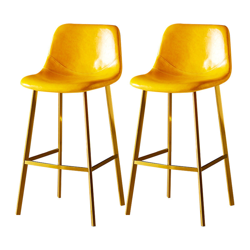 Industrial Leather Metal Counter Stools Low Back Bar Stools with Bucket Seat Yellow Gold 2 Piece Set Clearhalo 'Bar Furniture' 'Bar Stools' 'bar_stools' 'furn' 'furn_bar_stools' 'furniture_bar_stools' 'Kitchen & Dining Furniture' 'kitchen&dining_furn' 'kitchen' 'kitchen_furn' Furniture' 4503698
