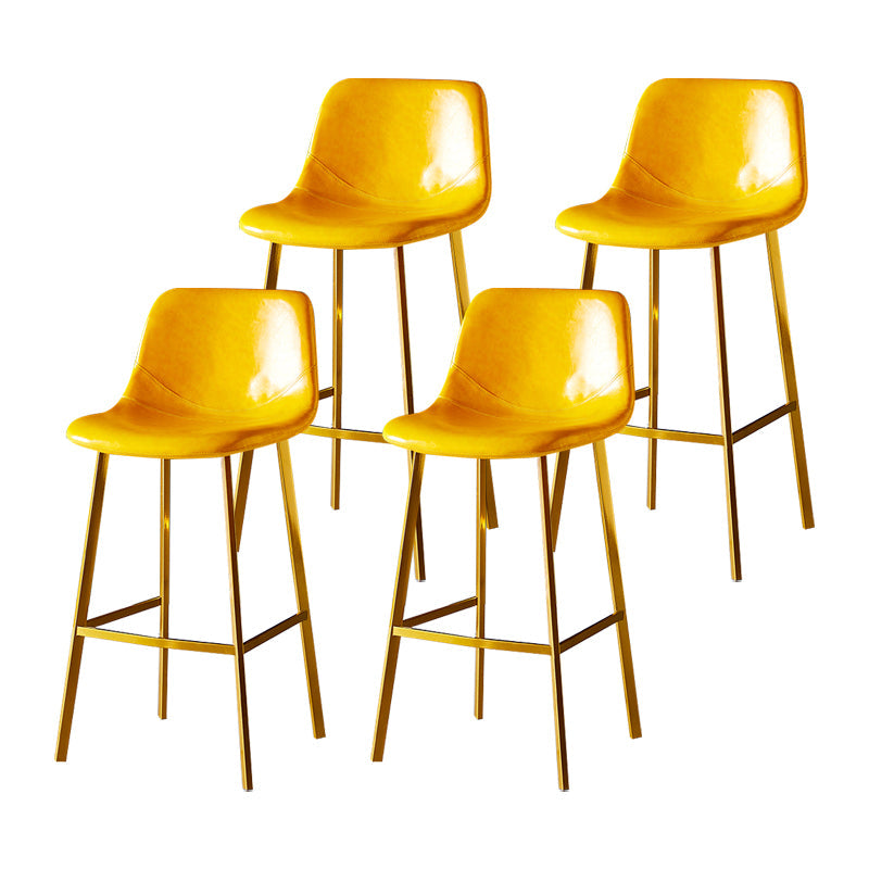 Industrial Leather Metal Counter Stools Low Back Bar Stools with Bucket Seat Yellow Gold 4 Piece Set Clearhalo 'Bar Furniture' 'Bar Stools' 'bar_stools' 'furn' 'furn_bar_stools' 'furniture_bar_stools' 'Kitchen & Dining Furniture' 'kitchen&dining_furn' 'kitchen' 'kitchen_furn' Furniture' 4503699