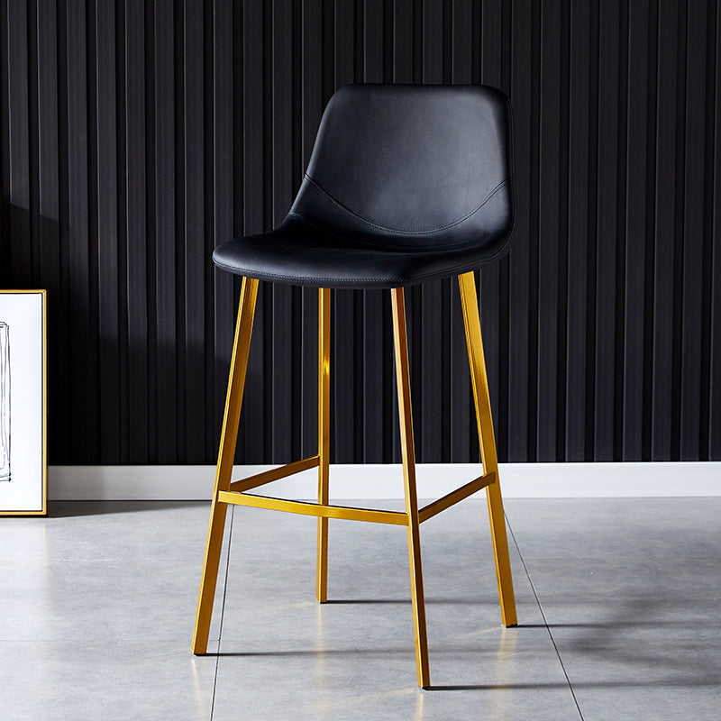 Industrial Leather Metal Counter Stools Low Back Bar Stools with Bucket Seat Black Gold 1 Piece Clearhalo 'Bar Furniture' 'Bar Stools' 'bar_stools' 'furn' 'furn_bar_stools' 'furniture_bar_stools' 'Kitchen & Dining Furniture' 'kitchen&dining_furn' 'kitchen' 'kitchen_furn' Furniture' 4503700
