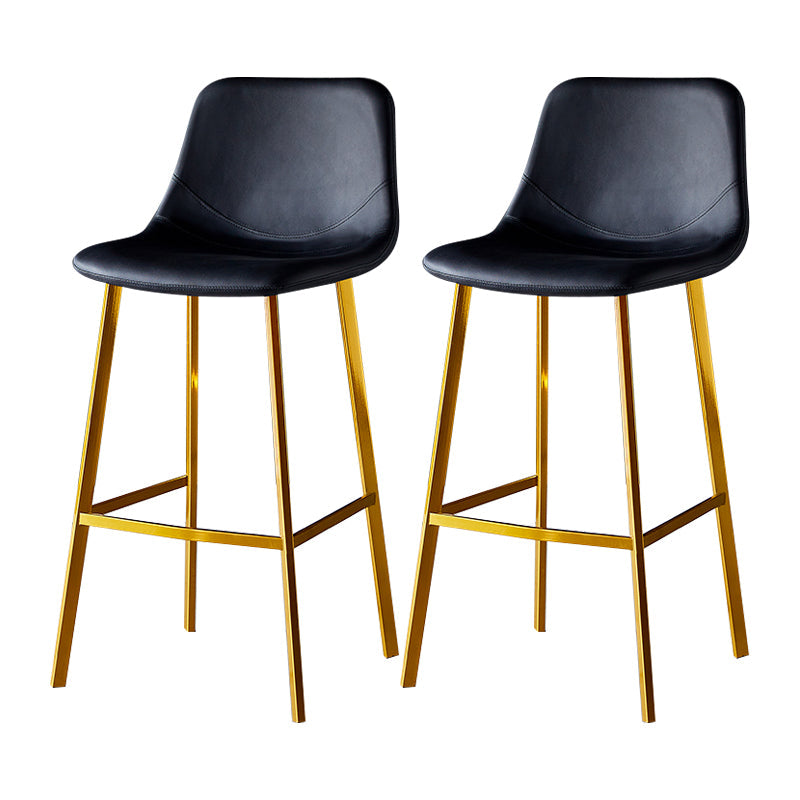 Industrial Leather Metal Counter Stools Low Back Bar Stools with Bucket Seat Black Gold 2 Piece Set Clearhalo 'Bar Furniture' 'Bar Stools' 'bar_stools' 'furn' 'furn_bar_stools' 'furniture_bar_stools' 'Kitchen & Dining Furniture' 'kitchen&dining_furn' 'kitchen' 'kitchen_furn' Furniture' 4503701