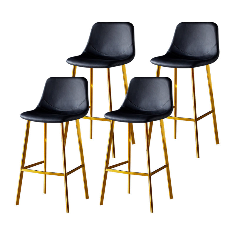 Industrial Leather Metal Counter Stools Low Back Bar Stools with Bucket Seat Black Gold 4 Piece Set Clearhalo 'Bar Furniture' 'Bar Stools' 'bar_stools' 'furn' 'furn_bar_stools' 'furniture_bar_stools' 'Kitchen & Dining Furniture' 'kitchen&dining_furn' 'kitchen' 'kitchen_furn' Furniture' 4503702