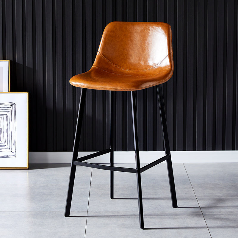 Industrial Leather Metal Counter Stools Low Back Bar Stools with Bucket Seat Brown Black 1 Piece Clearhalo 'Bar Furniture' 'Bar Stools' 'bar_stools' 'furn' 'furn_bar_stools' 'furniture_bar_stools' 'Kitchen & Dining Furniture' 'kitchen&dining_furn' 'kitchen' 'kitchen_furn' Furniture' 4503703