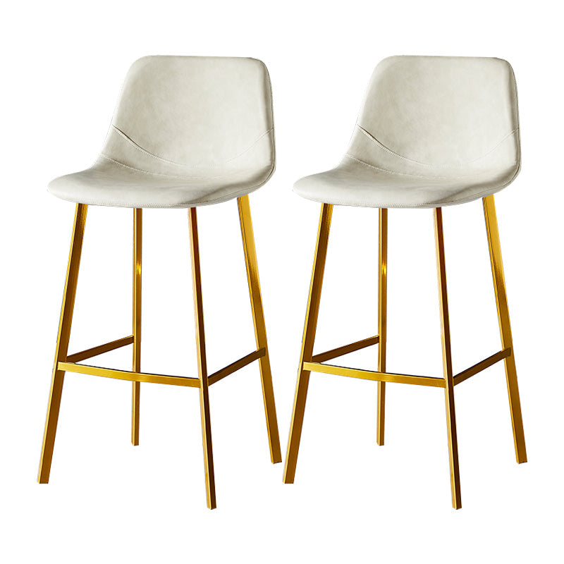 Industrial Leather Metal Counter Stools Low Back Bar Stools with Bucket Seat Off-White Gold 2 Piece Set Clearhalo 'Bar Furniture' 'Bar Stools' 'bar_stools' 'furn' 'furn_bar_stools' 'furniture_bar_stools' 'Kitchen & Dining Furniture' 'kitchen&dining_furn' 'kitchen' 'kitchen_furn' Furniture' 4503707