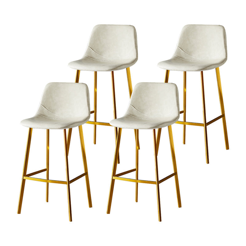 Industrial Leather Metal Counter Stools Low Back Bar Stools with Bucket Seat Off-White Gold 4 Piece Set Clearhalo 'Bar Furniture' 'Bar Stools' 'bar_stools' 'furn' 'furn_bar_stools' 'furniture_bar_stools' 'Kitchen & Dining Furniture' 'kitchen&dining_furn' 'kitchen' 'kitchen_furn' Furniture' 4503708