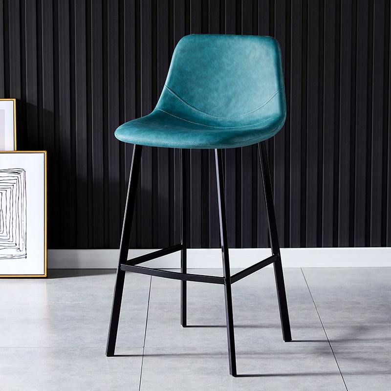 Industrial Leather Metal Counter Stools Low Back Bar Stools with Bucket Seat Lake Blue Black 1 Piece Clearhalo 'Bar Furniture' 'Bar Stools' 'bar_stools' 'furn' 'furn_bar_stools' 'furniture_bar_stools' 'Kitchen & Dining Furniture' 'kitchen&dining_furn' 'kitchen' 'kitchen_furn' Furniture' 4503709