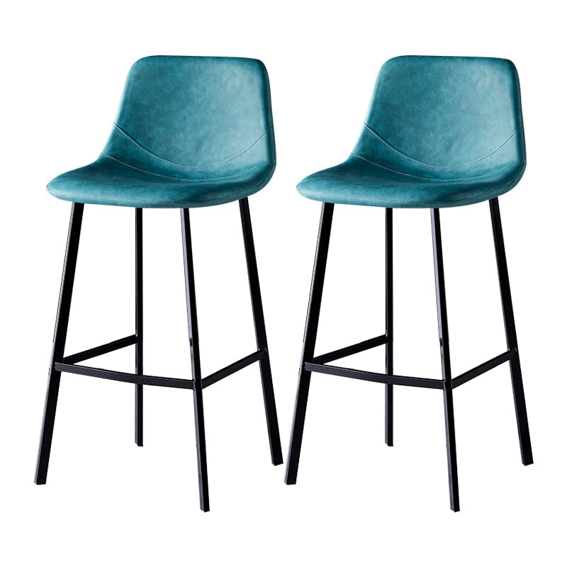 Industrial Leather Metal Counter Stools Low Back Bar Stools with Bucket Seat Lake Blue Black 2 Piece Set Clearhalo 'Bar Furniture' 'Bar Stools' 'bar_stools' 'furn' 'furn_bar_stools' 'furniture_bar_stools' 'Kitchen & Dining Furniture' 'kitchen&dining_furn' 'kitchen' 'kitchen_furn' Furniture' 4503710