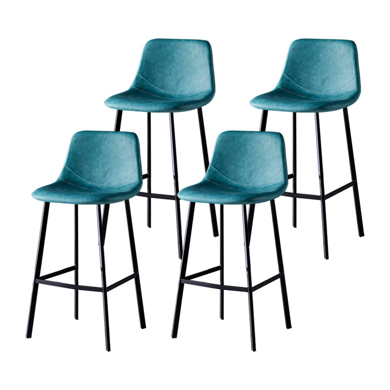 Industrial Leather Metal Counter Stools Low Back Bar Stools with Bucket Seat Lake Blue Black 4 Piece Set Clearhalo 'Bar Furniture' 'Bar Stools' 'bar_stools' 'furn' 'furn_bar_stools' 'furniture_bar_stools' 'Kitchen & Dining Furniture' 'kitchen&dining_furn' 'kitchen' 'kitchen_furn' Furniture' 4503711