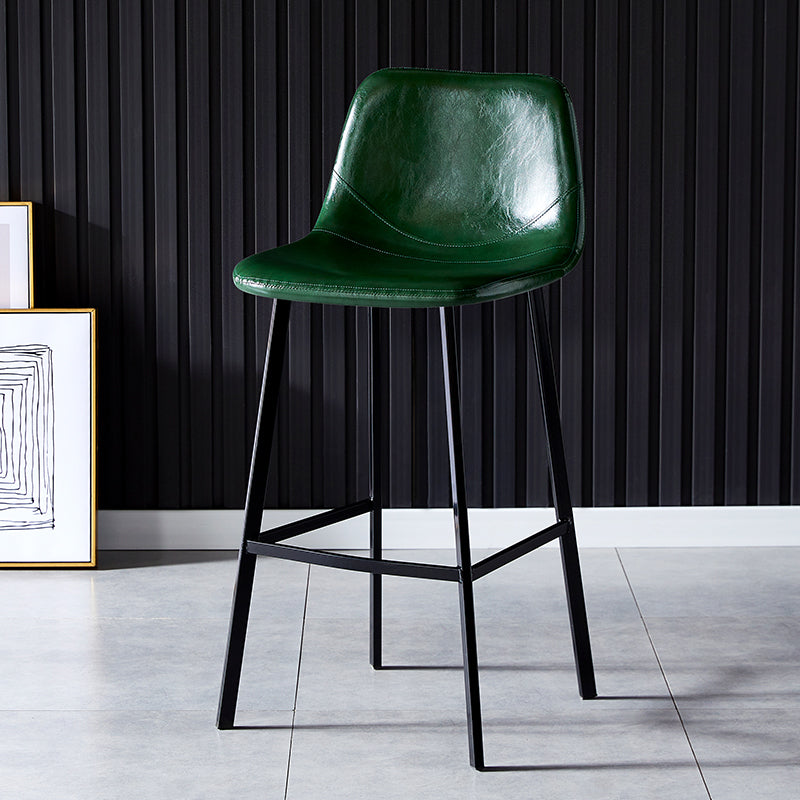 Industrial Leather Metal Counter Stools Low Back Bar Stools with Bucket Seat Green Black 1 Piece Clearhalo 'Bar Furniture' 'Bar Stools' 'bar_stools' 'furn' 'furn_bar_stools' 'furniture_bar_stools' 'Kitchen & Dining Furniture' 'kitchen&dining_furn' 'kitchen' 'kitchen_furn' Furniture' 4503712