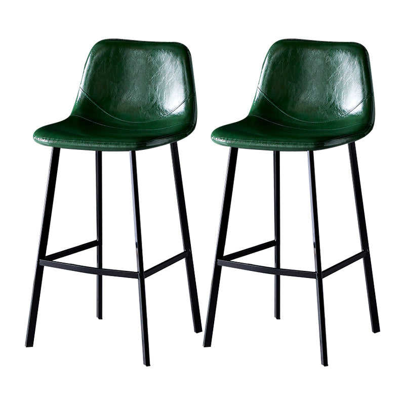Industrial Leather Metal Counter Stools Low Back Bar Stools with Bucket Seat Green Black 2 Piece Set Clearhalo 'Bar Furniture' 'Bar Stools' 'bar_stools' 'furn' 'furn_bar_stools' 'furniture_bar_stools' 'Kitchen & Dining Furniture' 'kitchen&dining_furn' 'kitchen' 'kitchen_furn' Furniture' 4503713