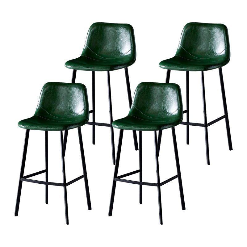 Industrial Leather Metal Counter Stools Low Back Bar Stools with Bucket Seat Green Black 4 Piece Set Clearhalo 'Bar Furniture' 'Bar Stools' 'bar_stools' 'furn' 'furn_bar_stools' 'furniture_bar_stools' 'Kitchen & Dining Furniture' 'kitchen&dining_furn' 'kitchen' 'kitchen_furn' Furniture' 4503714