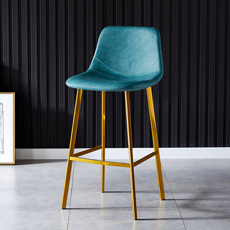 Industrial Leather Metal Counter Stools Low Back Bar Stools with Bucket Seat Lake Blue Gold 1 Piece Clearhalo 'Bar Furniture' 'Bar Stools' 'bar_stools' 'furn' 'furn_bar_stools' 'furniture_bar_stools' 'Kitchen & Dining Furniture' 'kitchen&dining_furn' 'kitchen' 'kitchen_furn' Furniture' 4503715