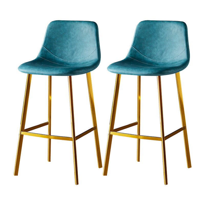 Industrial Leather Metal Counter Stools Low Back Bar Stools with Bucket Seat Lake Blue Gold 2 Piece Set Clearhalo 'Bar Furniture' 'Bar Stools' 'bar_stools' 'furn' 'furn_bar_stools' 'furniture_bar_stools' 'Kitchen & Dining Furniture' 'kitchen&dining_furn' 'kitchen' 'kitchen_furn' Furniture' 4503716