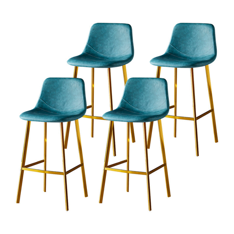 Industrial Leather Metal Counter Stools Low Back Bar Stools with Bucket Seat Lake Blue Gold 4 Piece Set Clearhalo 'Bar Furniture' 'Bar Stools' 'bar_stools' 'furn' 'furn_bar_stools' 'furniture_bar_stools' 'Kitchen & Dining Furniture' 'kitchen&dining_furn' 'kitchen' 'kitchen_furn' Furniture' 4503717