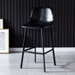 Industrial Leather Metal Counter Stools Low Back Bar Stools with Bucket Seat Gloss Black Black 1 Piece Clearhalo 'Bar Furniture' 'Bar Stools' 'bar_stools' 'furn' 'furn_bar_stools' 'furniture_bar_stools' 'Kitchen & Dining Furniture' 'kitchen&dining_furn' 'kitchen' 'kitchen_furn' Furniture' 4503718