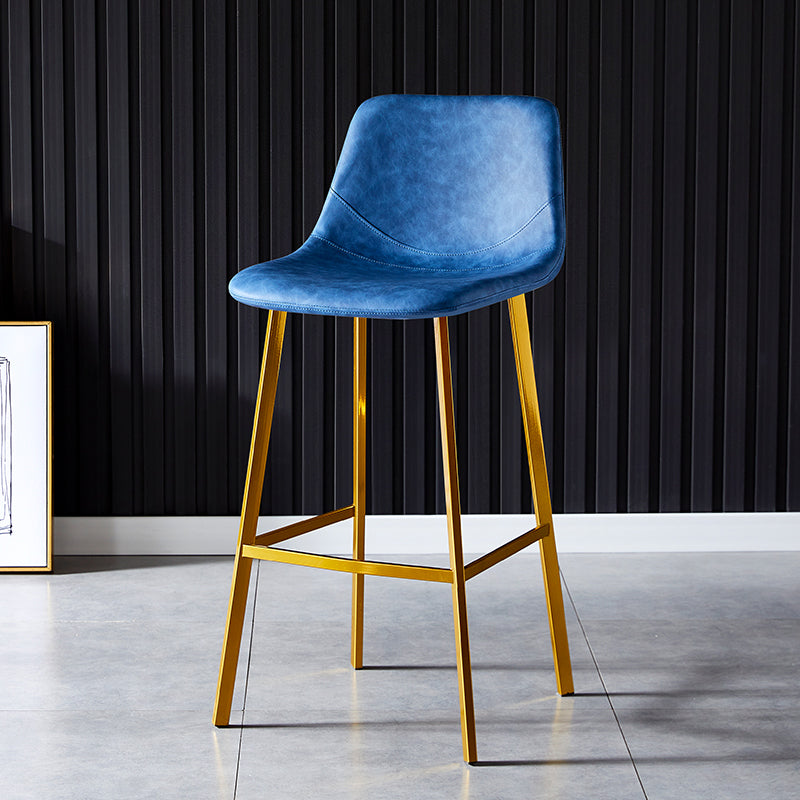 Industrial Leather Metal Counter Stools Low Back Bar Stools with Bucket Seat Blue Gold 1 Piece Clearhalo 'Bar Furniture' 'Bar Stools' 'bar_stools' 'furn' 'furn_bar_stools' 'furniture_bar_stools' 'Kitchen & Dining Furniture' 'kitchen&dining_furn' 'kitchen' 'kitchen_furn' Furniture' 4503721