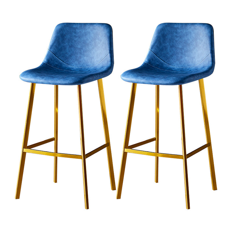 Industrial Leather Metal Counter Stools Low Back Bar Stools with Bucket Seat Blue Gold 2 Piece Set Clearhalo 'Bar Furniture' 'Bar Stools' 'bar_stools' 'furn' 'furn_bar_stools' 'furniture_bar_stools' 'Kitchen & Dining Furniture' 'kitchen&dining_furn' 'kitchen' 'kitchen_furn' Furniture' 4503722