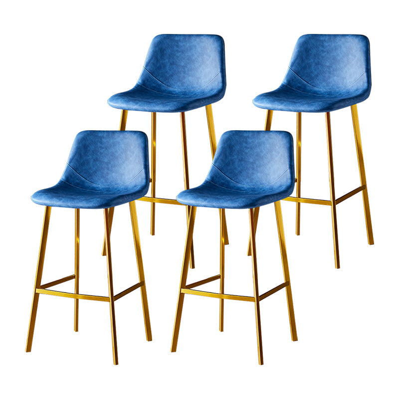 Industrial Leather Metal Counter Stools Low Back Bar Stools with Bucket Seat Blue Gold 4 Piece Set Clearhalo 'Bar Furniture' 'Bar Stools' 'bar_stools' 'furn' 'furn_bar_stools' 'furniture_bar_stools' 'Kitchen & Dining Furniture' 'kitchen&dining_furn' 'kitchen' 'kitchen_furn' Furniture' 4503723