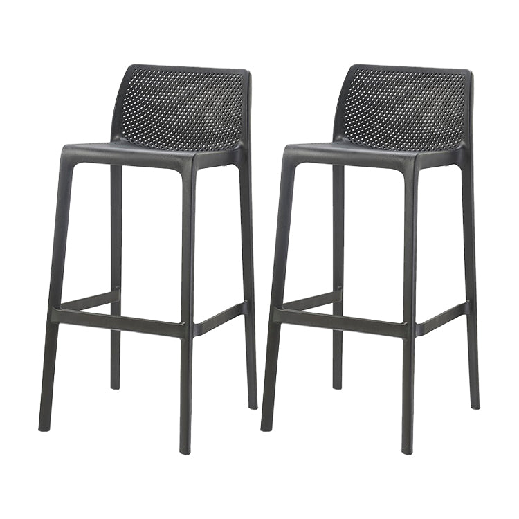 Contemporary Macron Counter Stools Armless Indoor Plastic Bar Stool for Kitchen Black 2 Piece Set Bar Stool(30"H) Clearhalo 'Bar Furniture' 'Bar Stools' 'bar_stools' 'furn' 'furn_bar_stools' 'furniture_bar_stools' 'Kitchen & Dining Furniture' 'kitchen&dining_furn' 'kitchen' 'kitchen_furn' Furniture' 4503733