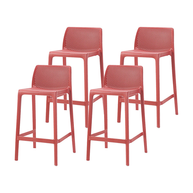Contemporary Macron Counter Stools Armless Indoor Plastic Bar Stool for Kitchen Red 4 Piece Set Counter Stool(26"H) Clearhalo 'Bar Furniture' 'Bar Stools' 'bar_stools' 'furn' 'furn_bar_stools' 'furniture_bar_stools' 'Kitchen & Dining Furniture' 'kitchen&dining_furn' 'kitchen' 'kitchen_furn' Furniture' 4503741