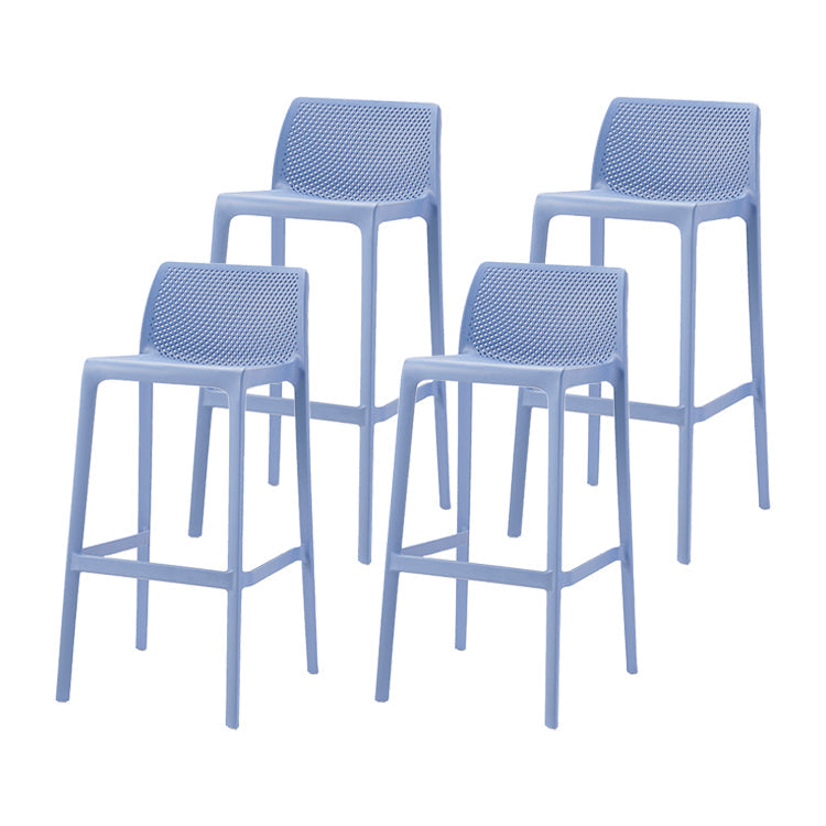 Contemporary Macron Counter Stools Armless Indoor Plastic Bar Stool for Kitchen Blue 4 Piece Set Bar Stool(30"H) Clearhalo 'Bar Furniture' 'Bar Stools' 'bar_stools' 'furn' 'furn_bar_stools' 'furniture_bar_stools' 'Kitchen & Dining Furniture' 'kitchen&dining_furn' 'kitchen' 'kitchen_furn' Furniture' 4503747