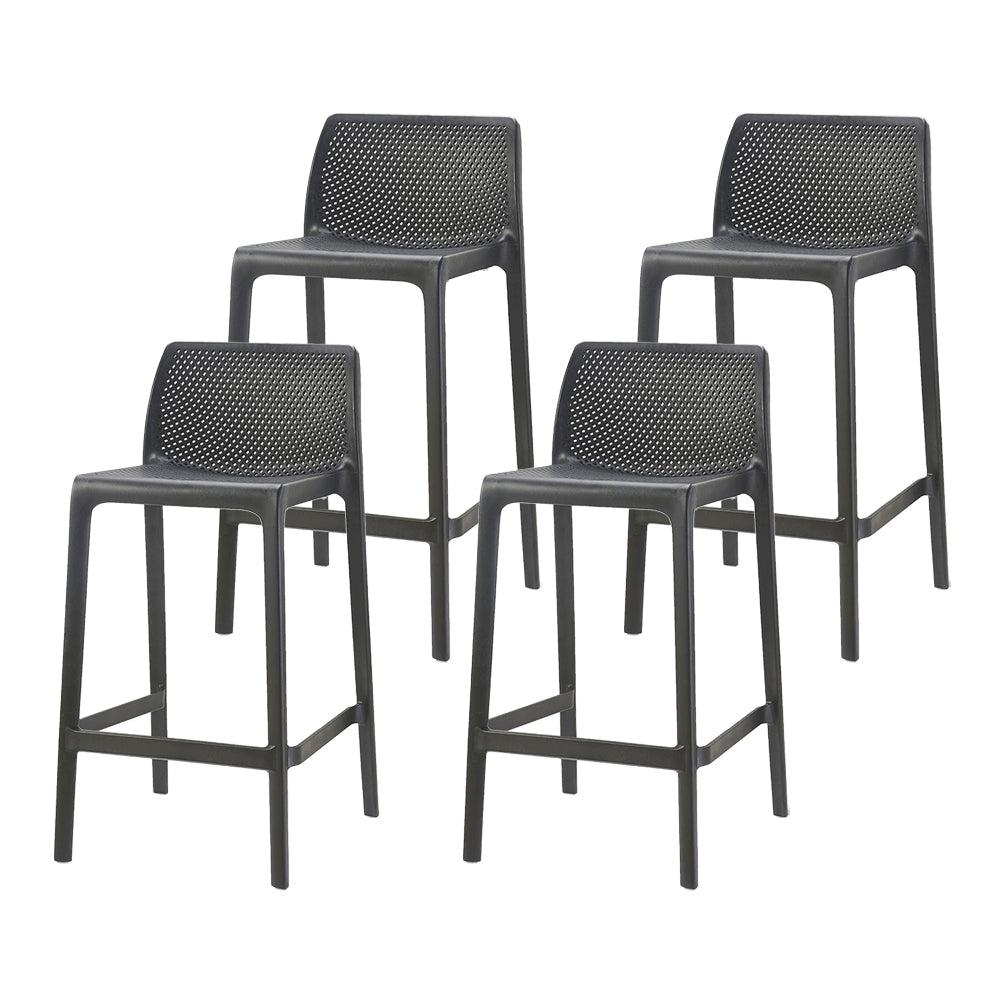 Contemporary Macron Counter Stools Armless Indoor Plastic Bar Stool for Kitchen Black 4 Piece Set Counter Stool(26"H) Clearhalo 'Bar Furniture' 'Bar Stools' 'bar_stools' 'furn' 'furn_bar_stools' 'furniture_bar_stools' 'Kitchen & Dining Furniture' 'kitchen&dining_furn' 'kitchen' 'kitchen_furn' Furniture' 4503763