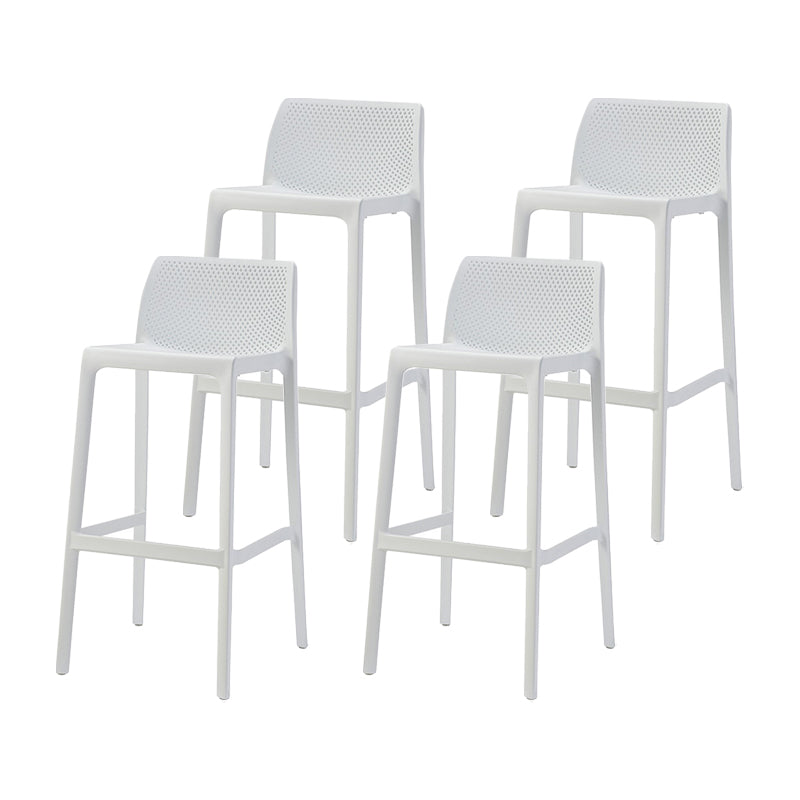 Contemporary Macron Counter Stools Armless Indoor Plastic Bar Stool for Kitchen White 4 Piece Set Bar Stool(30"H) Clearhalo 'Bar Furniture' 'Bar Stools' 'bar_stools' 'furn' 'furn_bar_stools' 'furniture_bar_stools' 'Kitchen & Dining Furniture' 'kitchen&dining_furn' 'kitchen' 'kitchen_furn' Furniture' 4503766
