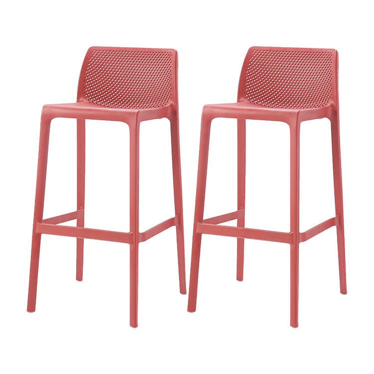 Contemporary Macron Counter Stools Armless Indoor Plastic Bar Stool for Kitchen Red 2 Piece Set Bar Stool(30"H) Clearhalo 'Bar Furniture' 'Bar Stools' 'bar_stools' 'furn' 'furn_bar_stools' 'furniture_bar_stools' 'Kitchen & Dining Furniture' 'kitchen&dining_furn' 'kitchen' 'kitchen_furn' Furniture' 4503768