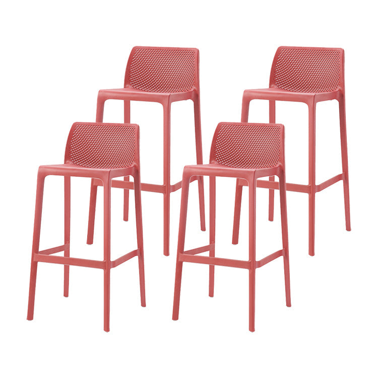 Contemporary Macron Counter Stools Armless Indoor Plastic Bar Stool for Kitchen Red 4 Piece Set Bar Stool(30"H) Clearhalo 'Bar Furniture' 'Bar Stools' 'bar_stools' 'furn' 'furn_bar_stools' 'furniture_bar_stools' 'Kitchen & Dining Furniture' 'kitchen&dining_furn' 'kitchen' 'kitchen_furn' Furniture' 4503769