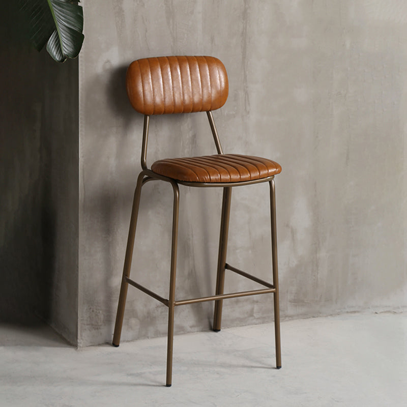 Industrial Leather Metal Counter Stools Low Back Bar Stools with 4 Legs Brown 1 Piece Clearhalo 'Bar Furniture' 'Bar Stools' 'bar_stools' 'furn' 'furn_bar_stools' 'furniture_bar_stools' 'Kitchen & Dining Furniture' 'kitchen&dining_furn' 'kitchen' 'kitchen_furn' Furniture' 4503772