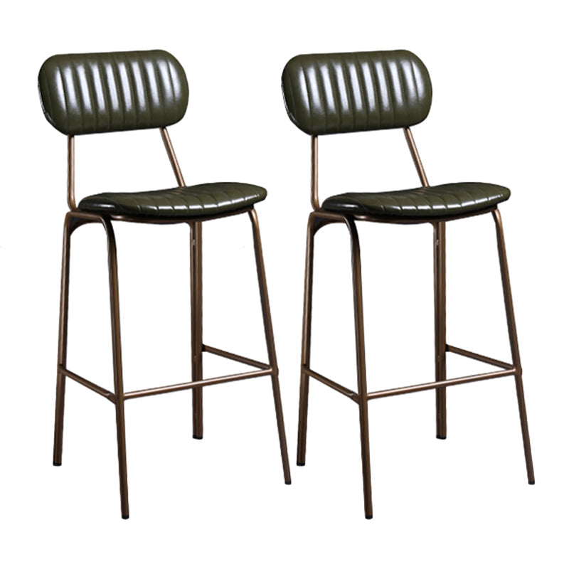 Industrial Leather Metal Counter Stools Low Back Bar Stools with 4 Legs Green 2 Piece Set Clearhalo 'Bar Furniture' 'Bar Stools' 'bar_stools' 'furn' 'furn_bar_stools' 'furniture_bar_stools' 'Kitchen & Dining Furniture' 'kitchen&dining_furn' 'kitchen' 'kitchen_furn' Furniture' 4503774