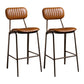 Industrial Leather Metal Counter Stools Low Back Bar Stools with 4 Legs Brown 2 Piece Set Clearhalo 'Bar Furniture' 'Bar Stools' 'bar_stools' 'furn' 'furn_bar_stools' 'furniture_bar_stools' 'Kitchen & Dining Furniture' 'kitchen&dining_furn' 'kitchen' 'kitchen_furn' Furniture' 4503778