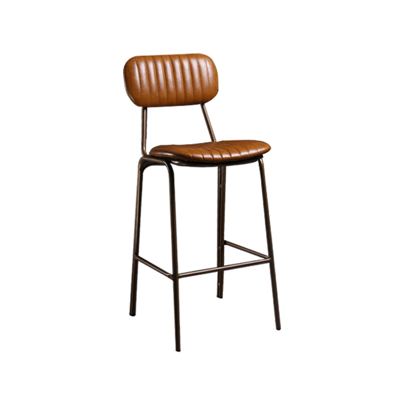 Industrial Leather Metal Counter Stools Low Back Bar Stools with 4 Legs Clearhalo 'Bar Furniture' 'Bar Stools' 'bar_stools' 'furn' 'furn_bar_stools' 'furniture_bar_stools' 'Kitchen & Dining Furniture' 'kitchen&dining_furn' 'kitchen' 'kitchen_furn' Furniture' 4503781