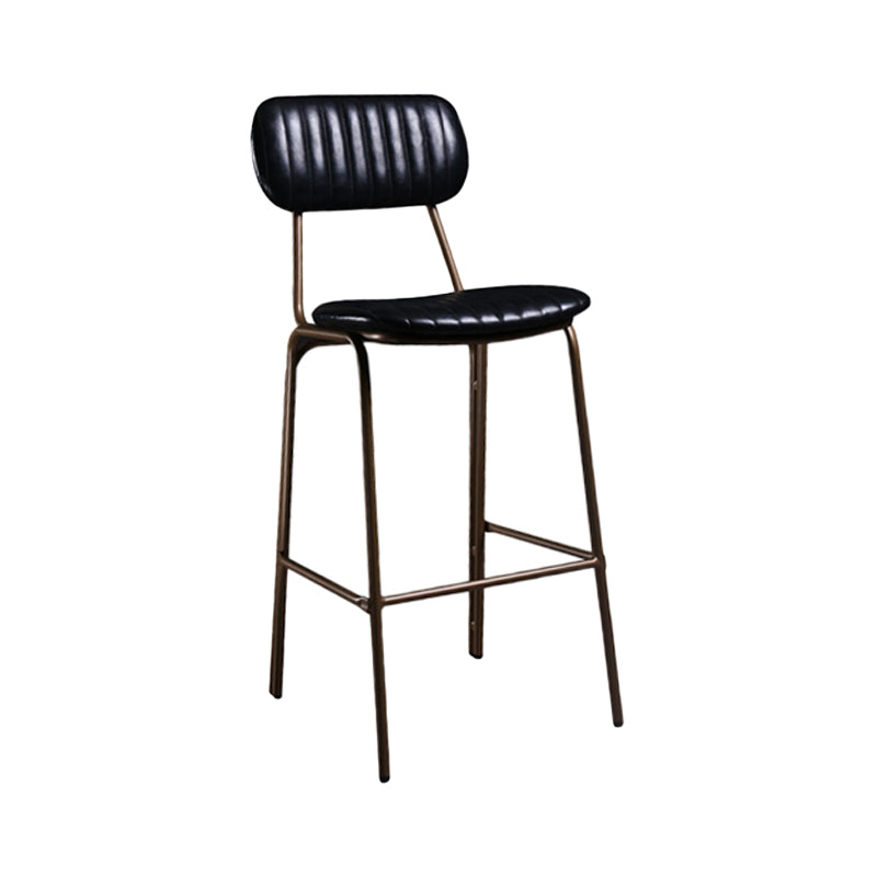 Industrial Leather Metal Counter Stools Low Back Bar Stools with 4 Legs Black 1 Piece Clearhalo 'Bar Furniture' 'Bar Stools' 'bar_stools' 'furn' 'furn_bar_stools' 'furniture_bar_stools' 'Kitchen & Dining Furniture' 'kitchen&dining_furn' 'kitchen' 'kitchen_furn' Furniture' 4503782