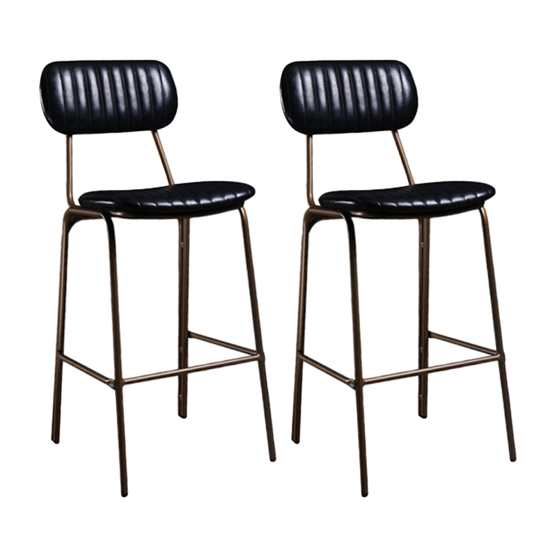 Industrial Leather Metal Counter Stools Low Back Bar Stools with 4 Legs Black 2 Piece Set Clearhalo 'Bar Furniture' 'Bar Stools' 'bar_stools' 'furn' 'furn_bar_stools' 'furniture_bar_stools' 'Kitchen & Dining Furniture' 'kitchen&dining_furn' 'kitchen' 'kitchen_furn' Furniture' 4503784