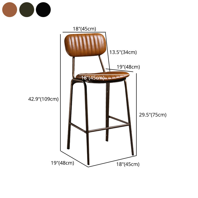 Industrial Leather Metal Counter Stools Low Back Bar Stools with 4 Legs Clearhalo 'Bar Furniture' 'Bar Stools' 'bar_stools' 'furn' 'furn_bar_stools' 'furniture_bar_stools' 'Kitchen & Dining Furniture' 'kitchen&dining_furn' 'kitchen' 'kitchen_furn' Furniture' 4503790