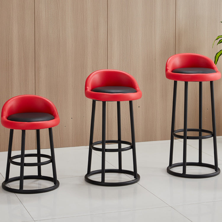 Modern Armless Counter Stool Steel Milk Tea Shop Bar Stool with Leather Cushion and Pedal Clearhalo 'Bar Furniture' 'Bar Stools' 'bar_stools' 'furn' 'furn_bar_stools' 'furniture_bar_stools' 'Kitchen & Dining Furniture' 'kitchen&dining_furn' 'kitchen' 'kitchen_furn' Furniture' 4503845