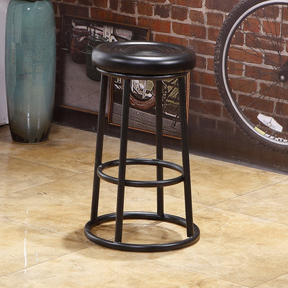 Modern Armless Counter Stool Steel Milk Tea Shop Bar Stool with Leather Cushion and Pedal Gloss Black 1 Piece Clearhalo 'Bar Furniture' 'Bar Stools' 'bar_stools' 'furn' 'furn_bar_stools' 'furniture_bar_stools' 'Kitchen & Dining Furniture' 'kitchen&dining_furn' 'kitchen' 'kitchen_furn' Furniture' 4503848