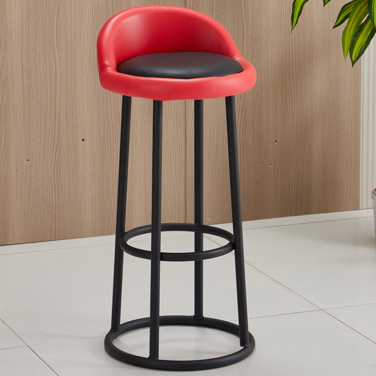 Modern Armless Counter Stool Steel Milk Tea Shop Bar Stool with Leather Cushion and Pedal Clearhalo 'Bar Furniture' 'Bar Stools' 'bar_stools' 'furn' 'furn_bar_stools' 'furniture_bar_stools' 'Kitchen & Dining Furniture' 'kitchen&dining_furn' 'kitchen' 'kitchen_furn' Furniture' 4503849