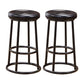 Modern Armless Counter Stool Steel Milk Tea Shop Bar Stool with Leather Cushion and Pedal Gloss Black 2 Piece Set Clearhalo 'Bar Furniture' 'Bar Stools' 'bar_stools' 'furn' 'furn_bar_stools' 'furniture_bar_stools' 'Kitchen & Dining Furniture' 'kitchen&dining_furn' 'kitchen' 'kitchen_furn' Furniture' 4503850