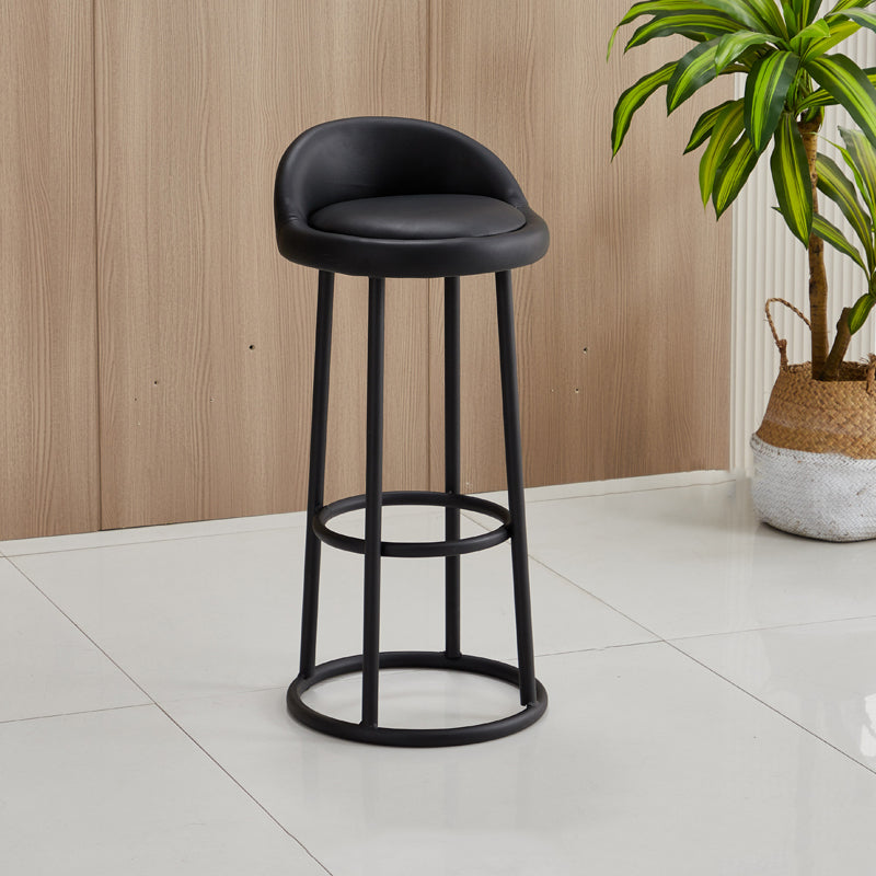 Modern Armless Counter Stool Steel Milk Tea Shop Bar Stool with Leather Cushion and Pedal Black 1 Piece Clearhalo 'Bar Furniture' 'Bar Stools' 'bar_stools' 'furn' 'furn_bar_stools' 'furniture_bar_stools' 'Kitchen & Dining Furniture' 'kitchen&dining_furn' 'kitchen' 'kitchen_furn' Furniture' 4503854